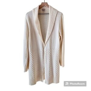 Chico's cardigan lightweight long sweater duster knit cream off white si…